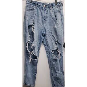 FOREVER 21 Women's Distressed Frayed Ripped High Rise Jeans Size 27